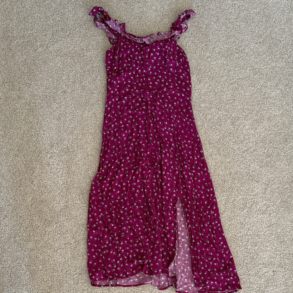 LOFT Magenta Floral Casual Dress